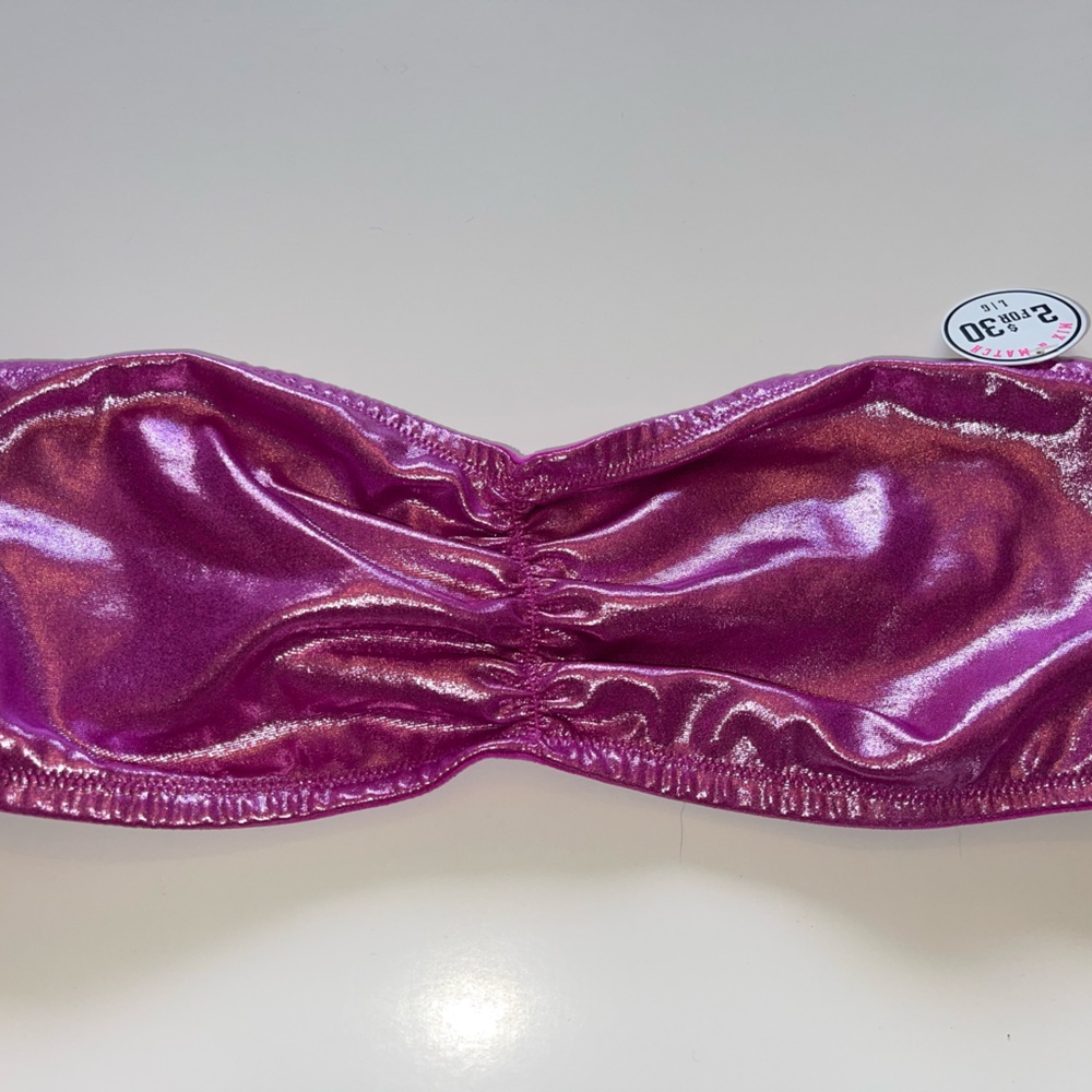 PINK Victoria's Secret Vibrant shimmer Pink Bandeau L Large New